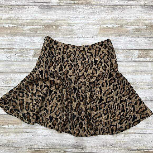 Free People Mini Skirt Sz 6 Brown Leopard Animal Print Zip Up Mobwife Boho - Picture 7 of 9